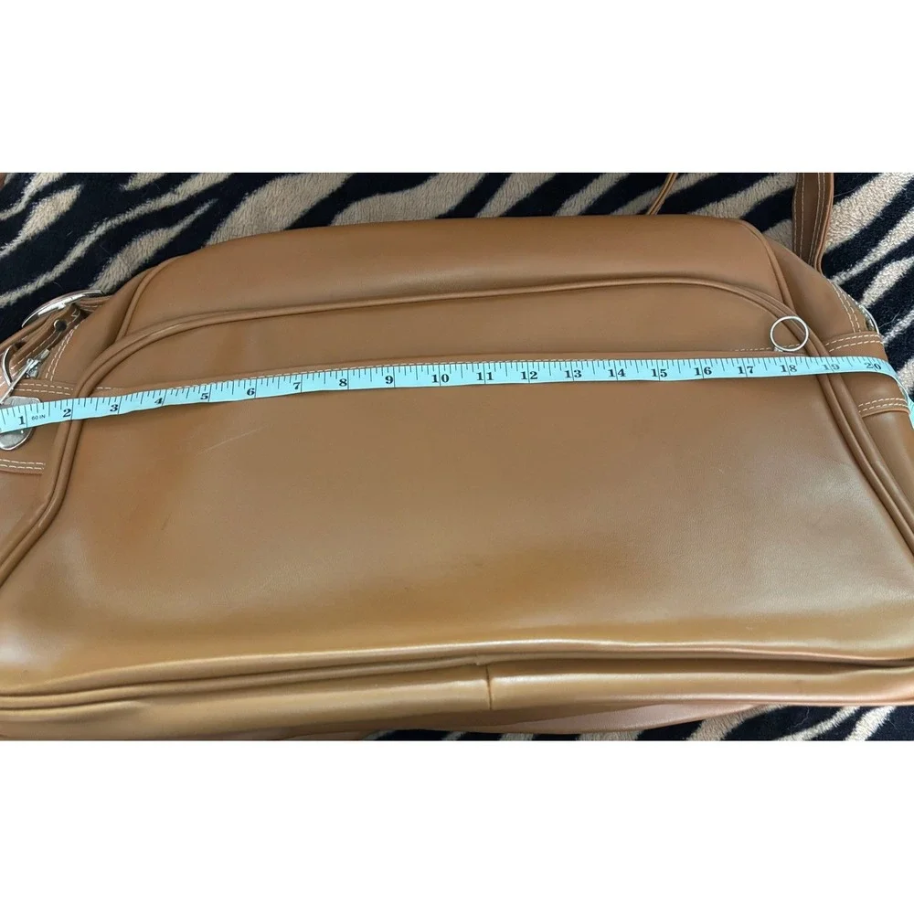 Vintage Tan Faux Leather Travel Bag Set Lot of 3 YKK Zippers Retro Luggage READ